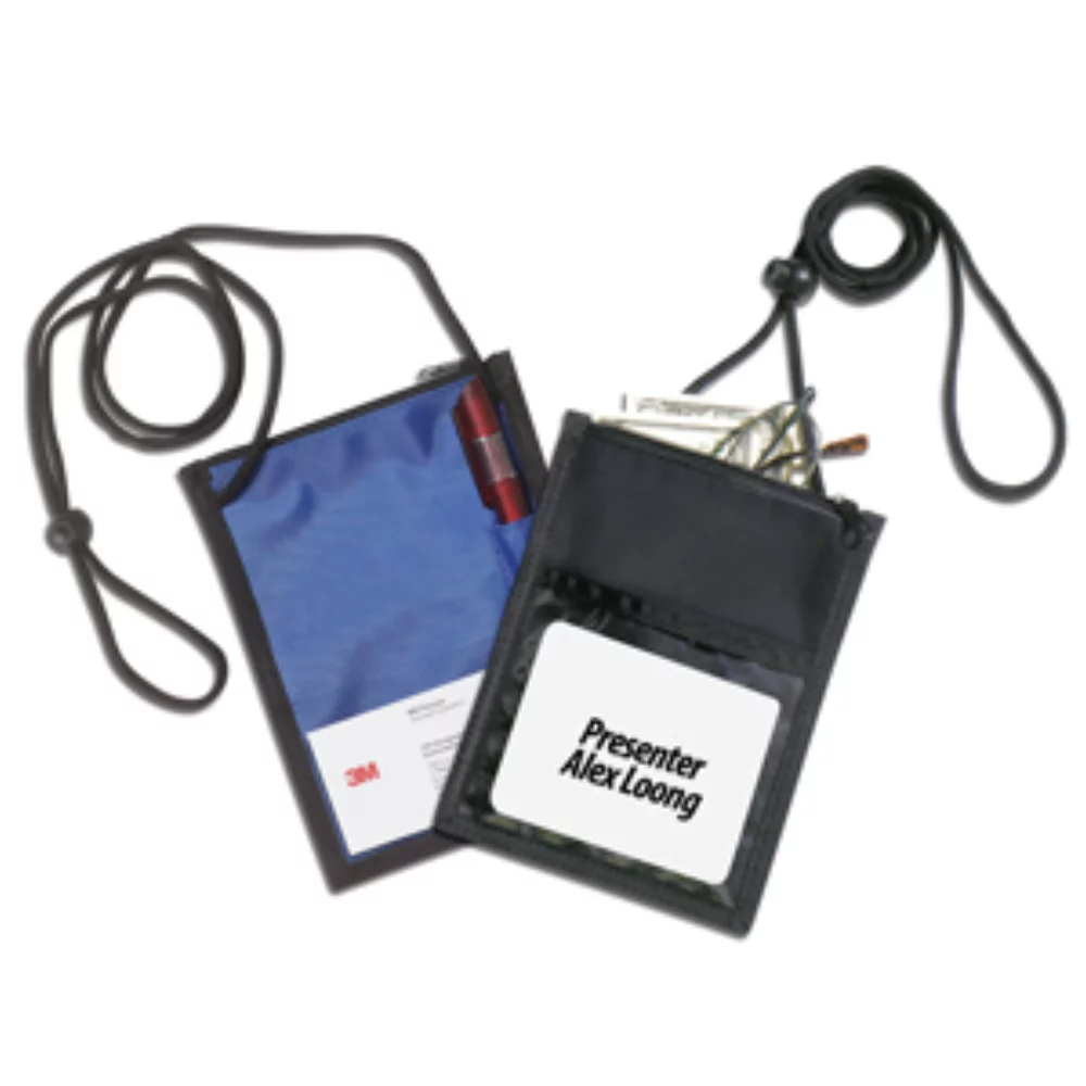 "Closer" 420D Polyester 5 Fonctions Porte-badge pour salon professionnel et porte-billets autour du cou