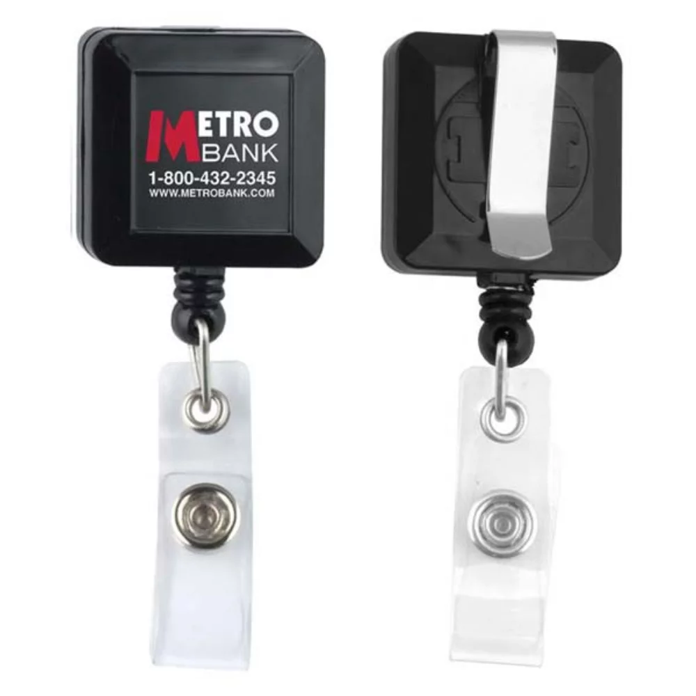 "Kent VL" Square Retractable Badge Reel & Holder w/Metal Slip Clip Backing (Spot Color)