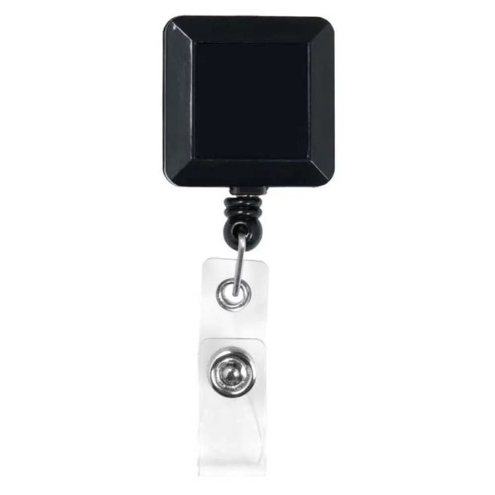 "Kent VL" Badge Rétractable Carré avec Clip Métallique (Couleur Unie)
