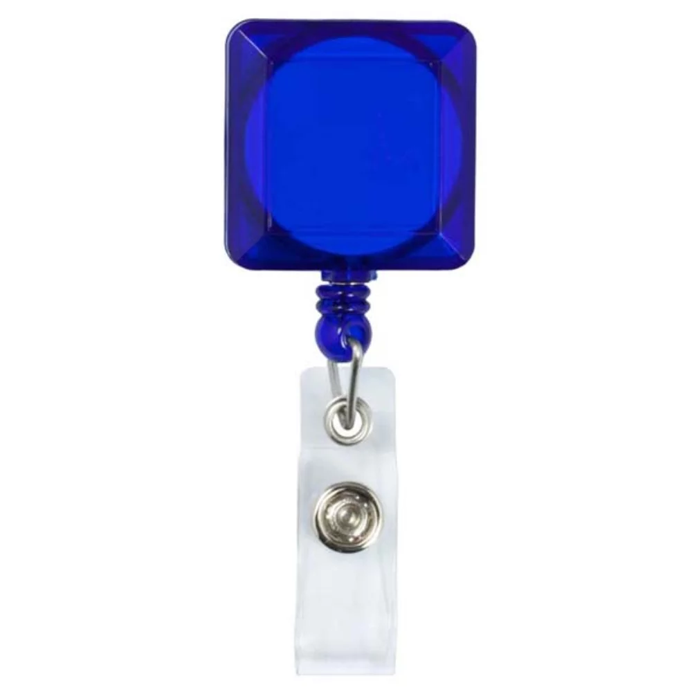 "Kent VL" Badge Rétractable Carré avec Clip Métallique (Couleur Unie)