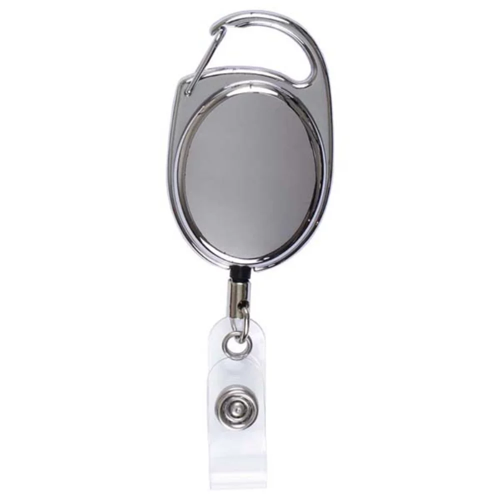 "Pataskala" Shiny Chrome Finish Metal Retractable Badge Reel & Holder (Laser Imprint)