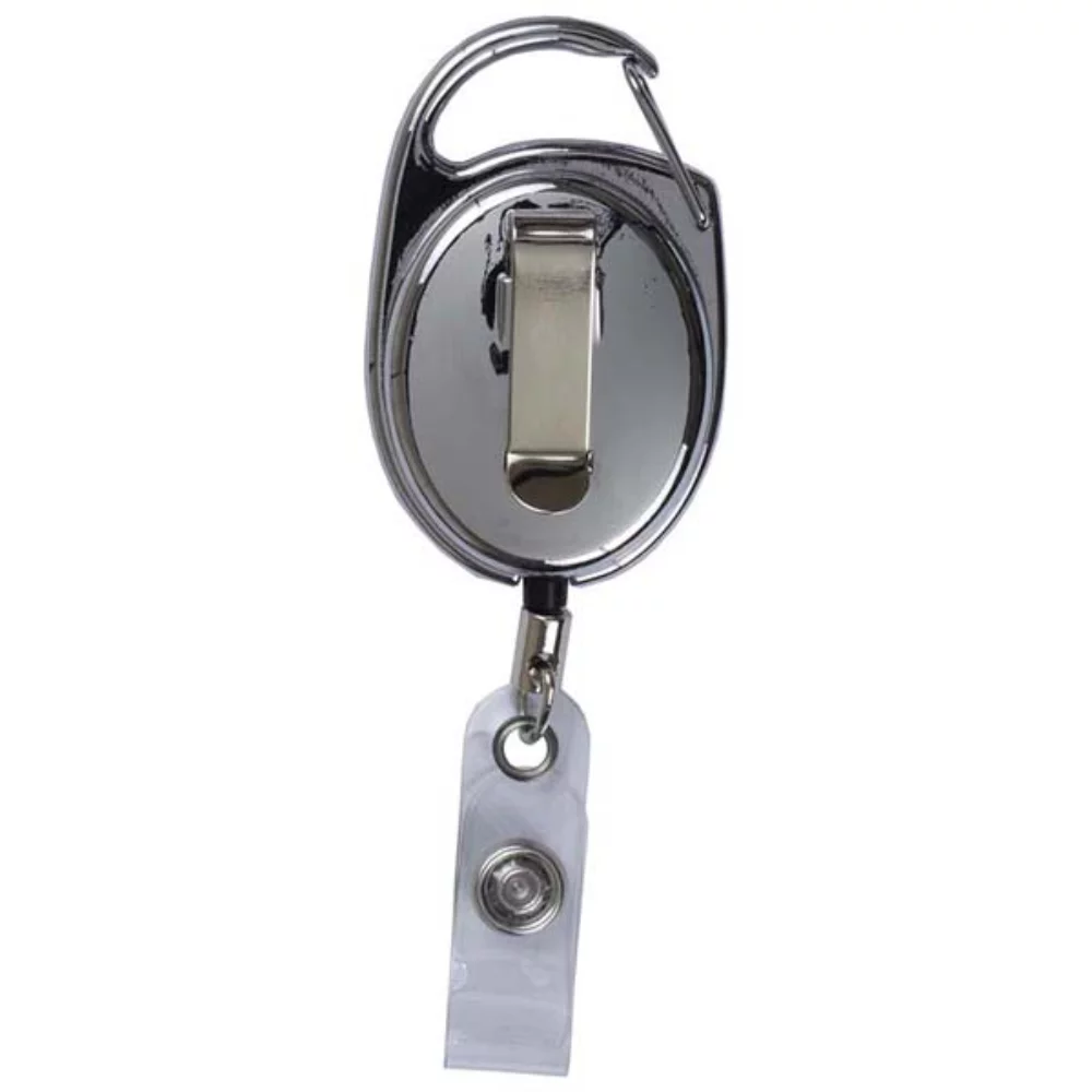 "Pataskala" Shiny Chrome Finish Metal Retractable Badge Reel & Holder (Laser Imprint)