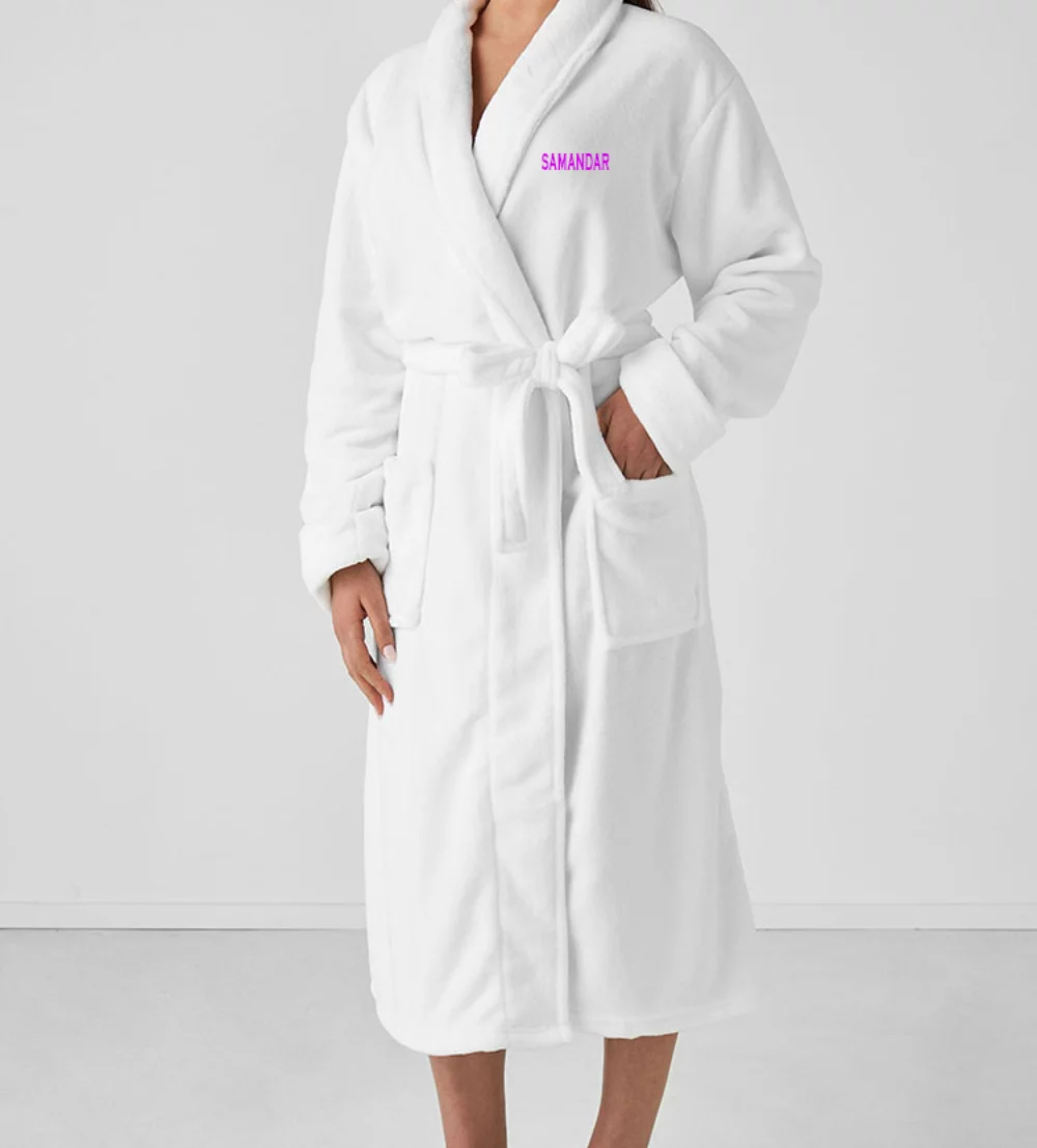 Peignoir de bain en velours blanc de couleur, 100% coton, de poids lourd, taille unique.