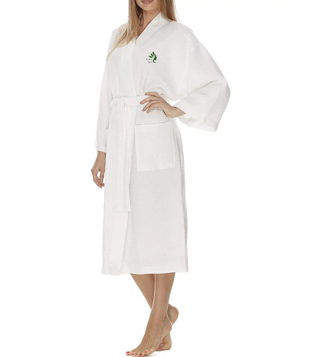 Peignoir de bain en nid d'abeille 100% coton taille unique