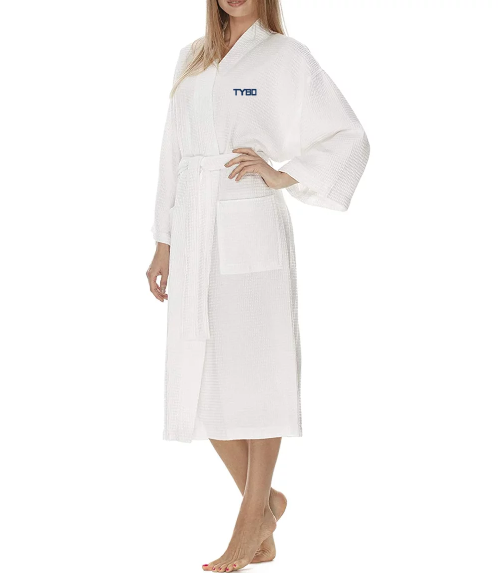 Peignoir de bain en nid d'abeille 100% coton taille unique