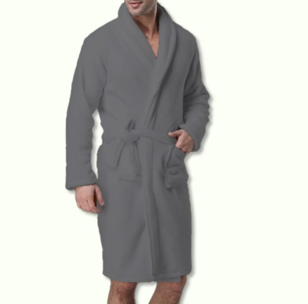 100% Polyester Coral Fleece Bath Robe Shawl Collar