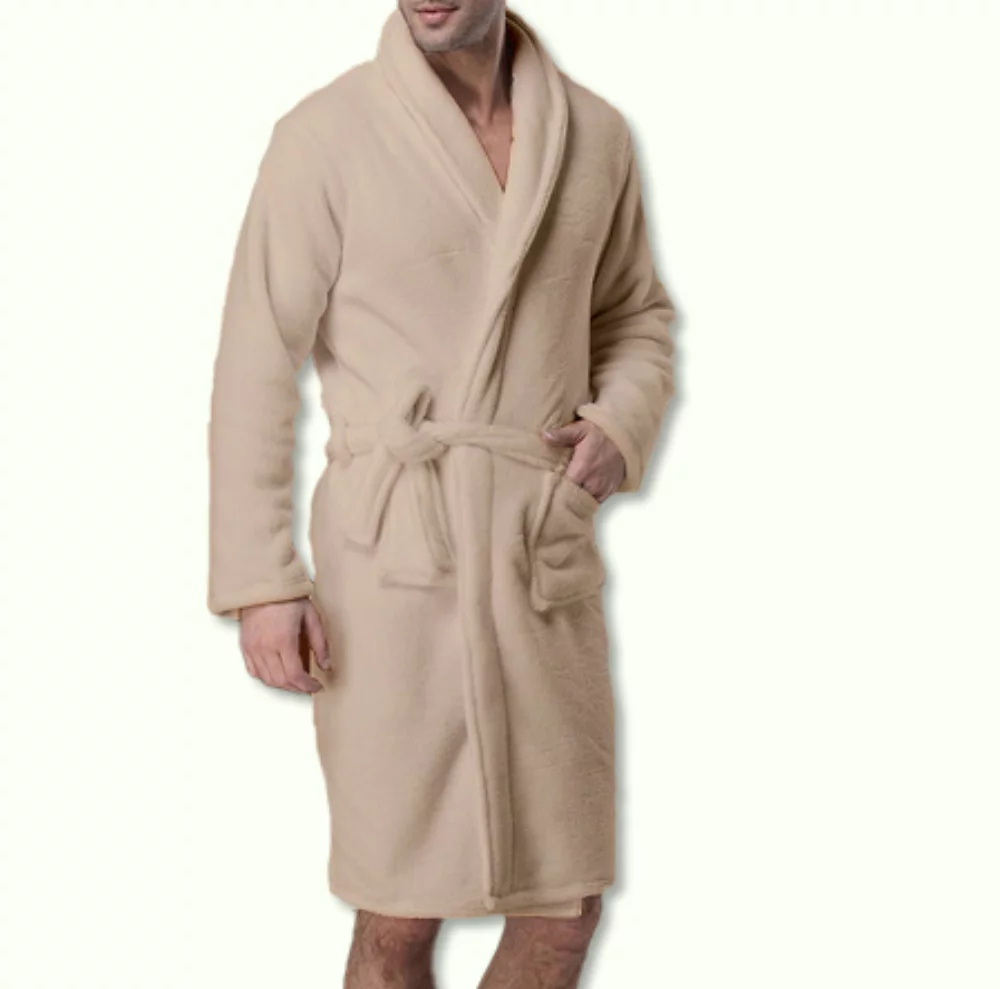 100% Polyester Coral Fleece Bath Robe Shawl Collar