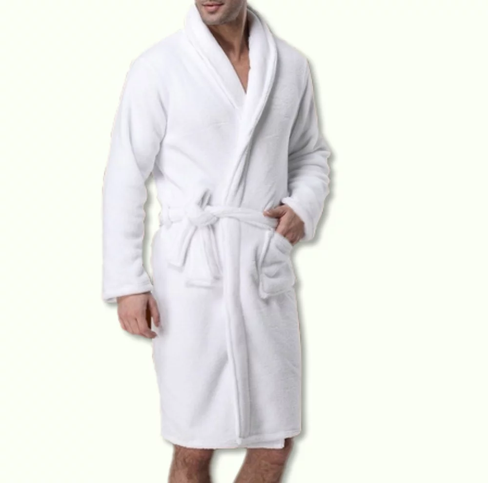 Peignoir de bain en polaire de corail 100% polyester à col châle