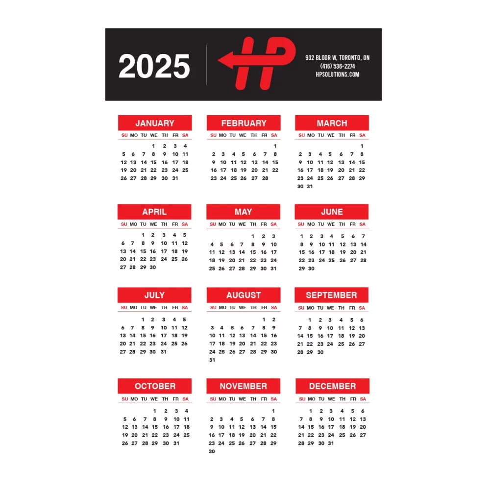 Calendrier mural en papier (24"x38")