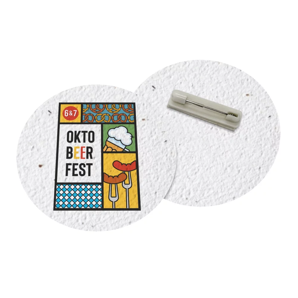 Boutons et badges en papier ensemencé