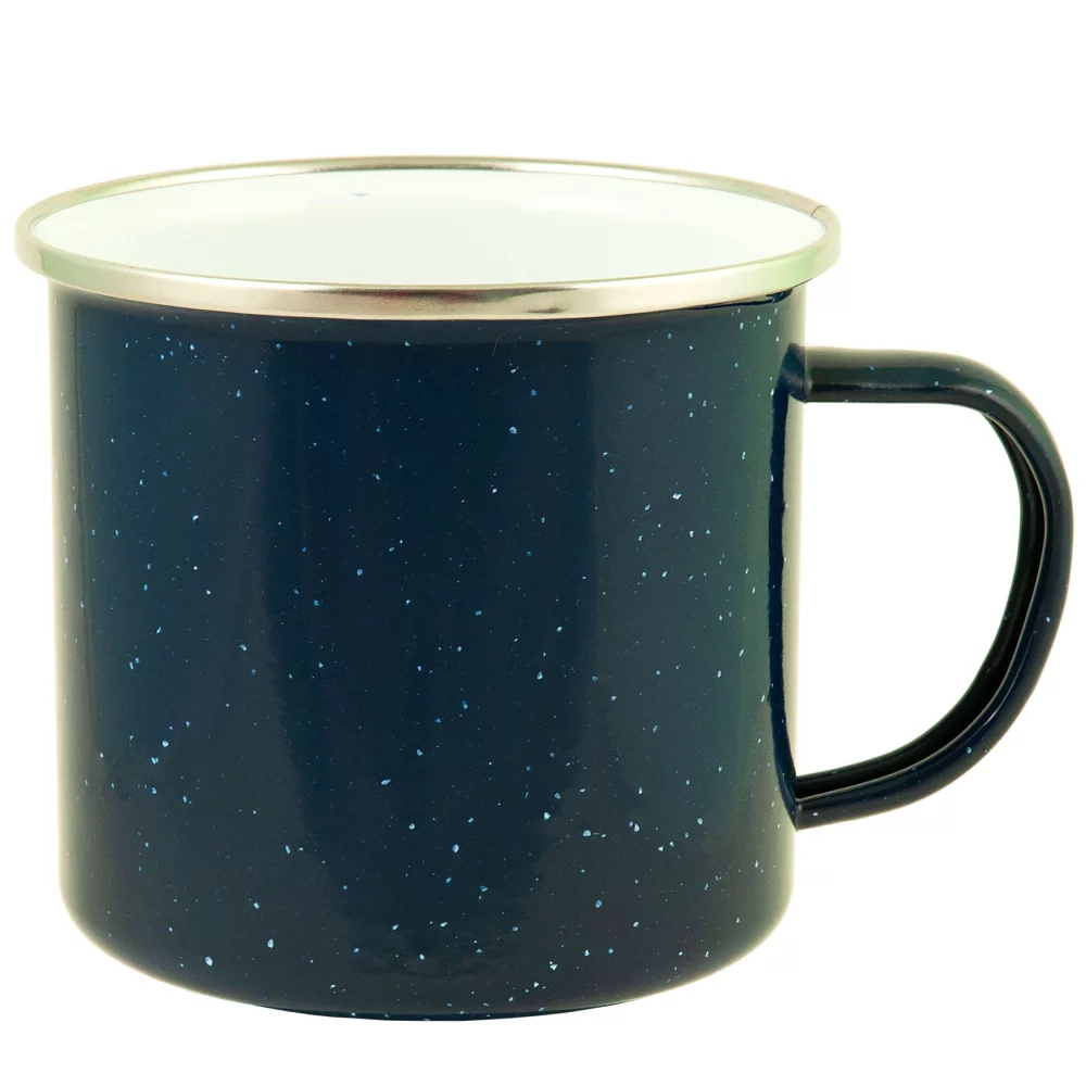 Mug de camping Fireside de 17 oz en acier inoxydable avec finition émaillée.