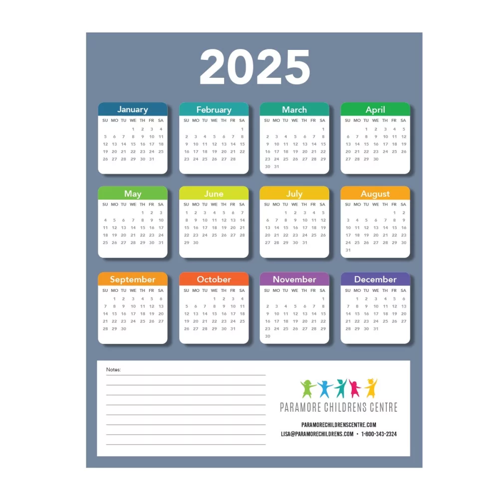 Calendrier mural en papier (8,5"x11")