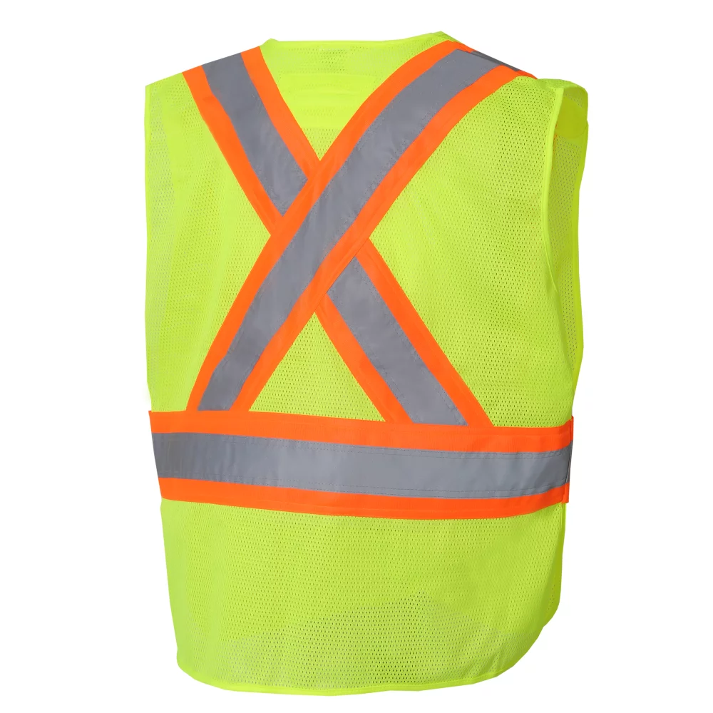 Mesh Safety Vest with 4 pockets - 5 points Velcro tear away safety design