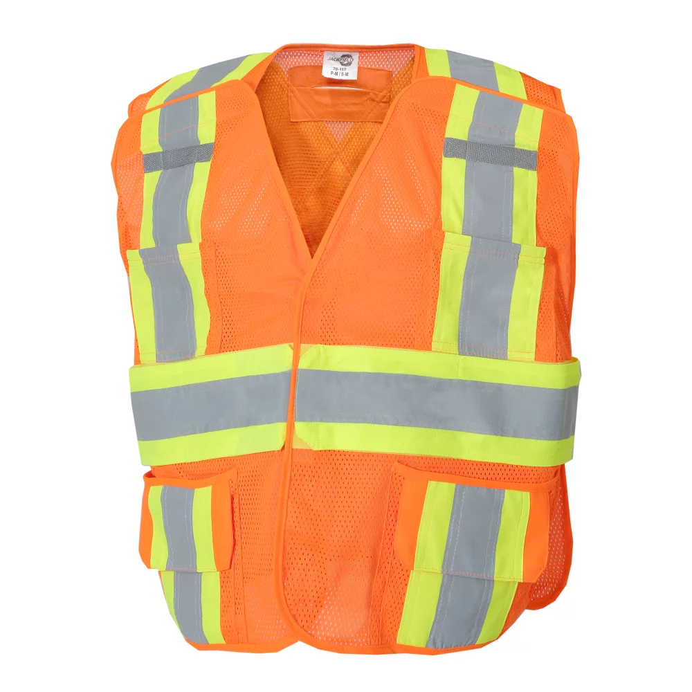 Gilet de sécurité en filet avec 4 poches - Conception de sécurité à déchirure Velcro à 5 points.