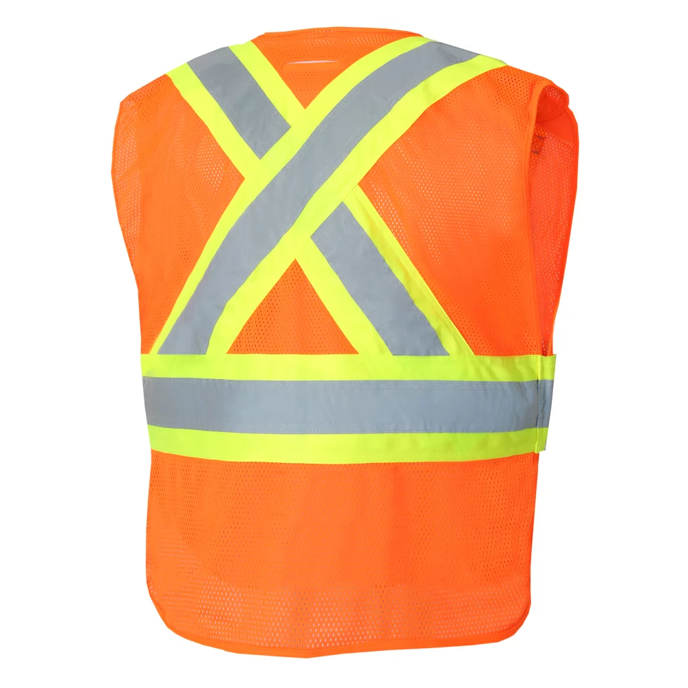 Mesh Safety Vest with 4 pockets - 5 points Velcro tear away safety design