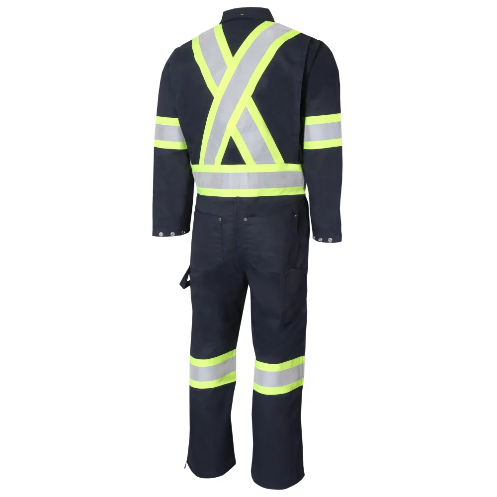 Combinaison sans doublure avec fermeture éclair sur les jambes et bandes réfléchissantes.