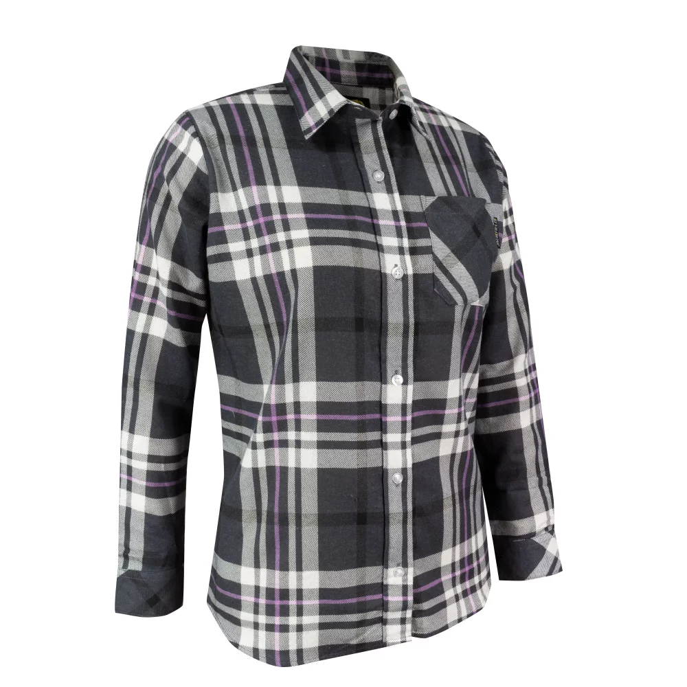 Chemise en flanelle avec boutons en plastique pour femmes