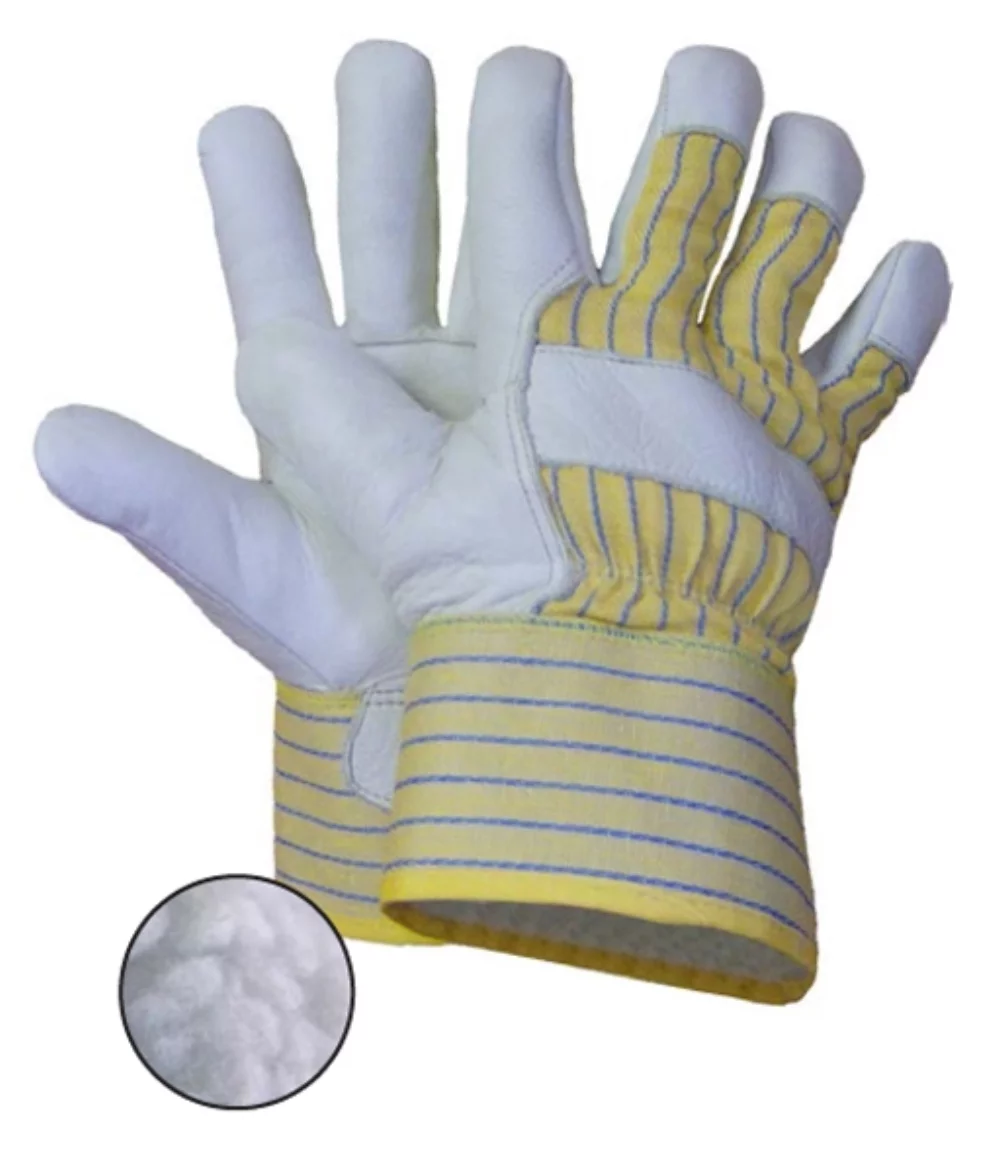 One Piece Palm Leather Work Glove w/Pile Lining