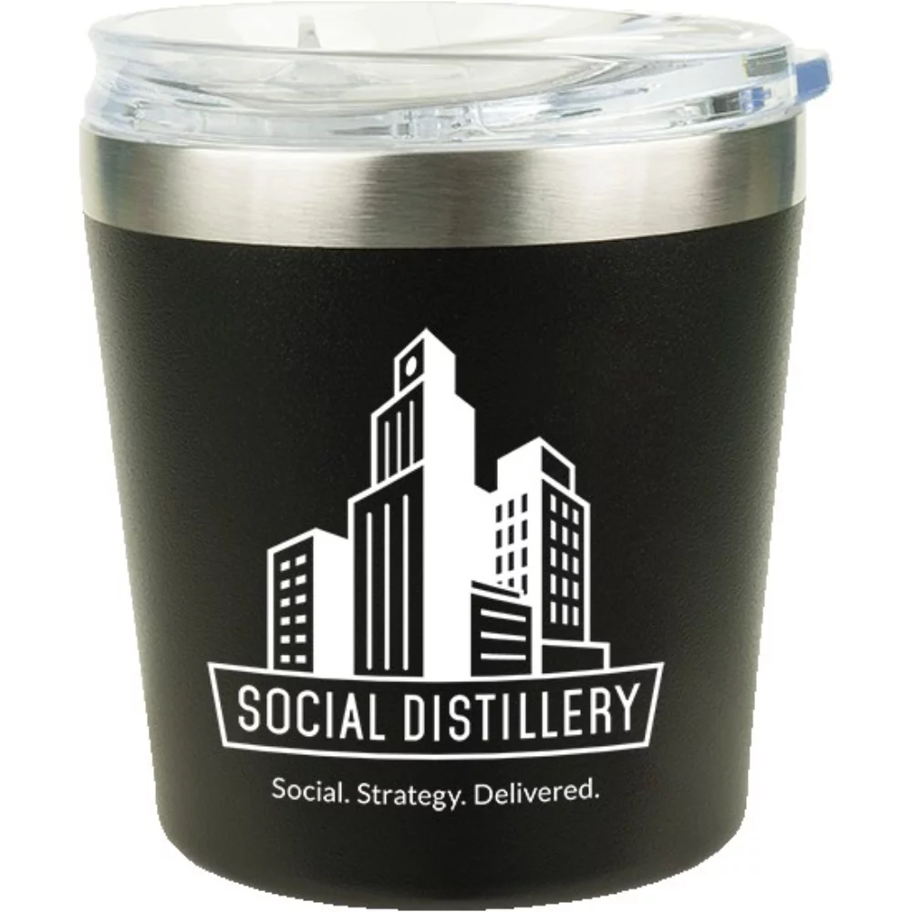 9 Oz. Stainless Steel Rocks Tumbler w/ Slide 'n Sipp Lid