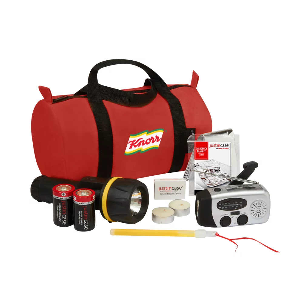 Kit de secours en cas de panne de courant avec radio/ lampe de poche solaire Dynamo AM-FM avec port USB.