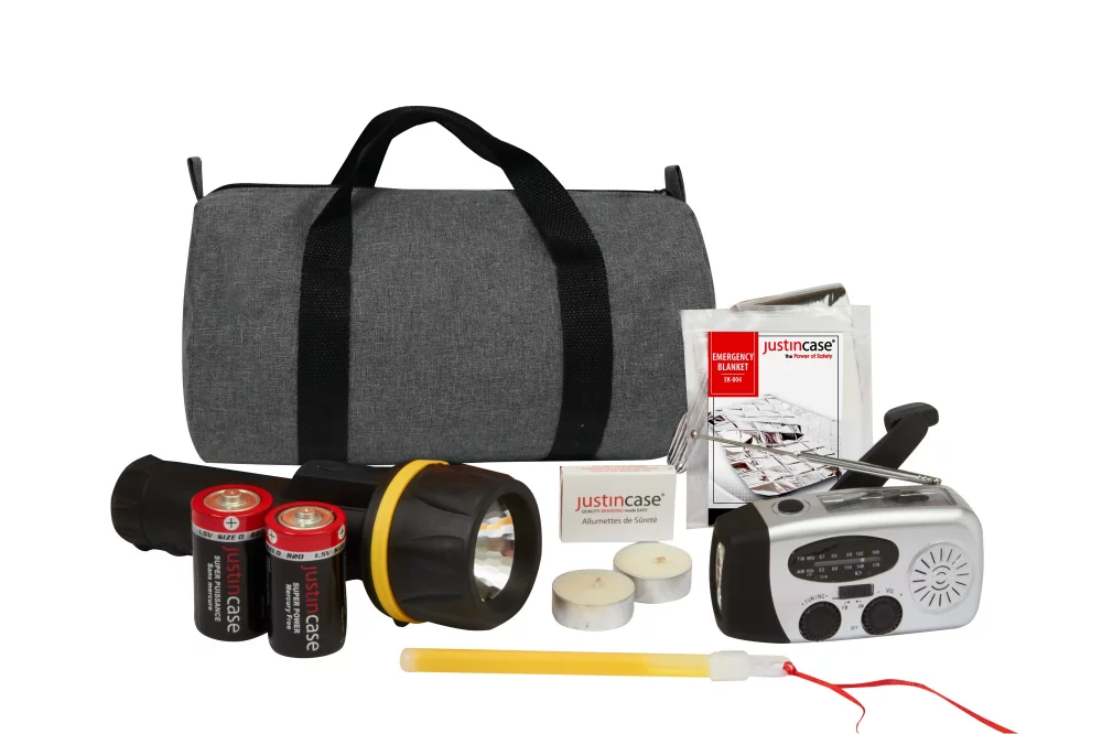 Kit de secours en cas de panne de courant avec radio/ lampe de poche solaire Dynamo AM-FM avec port USB.