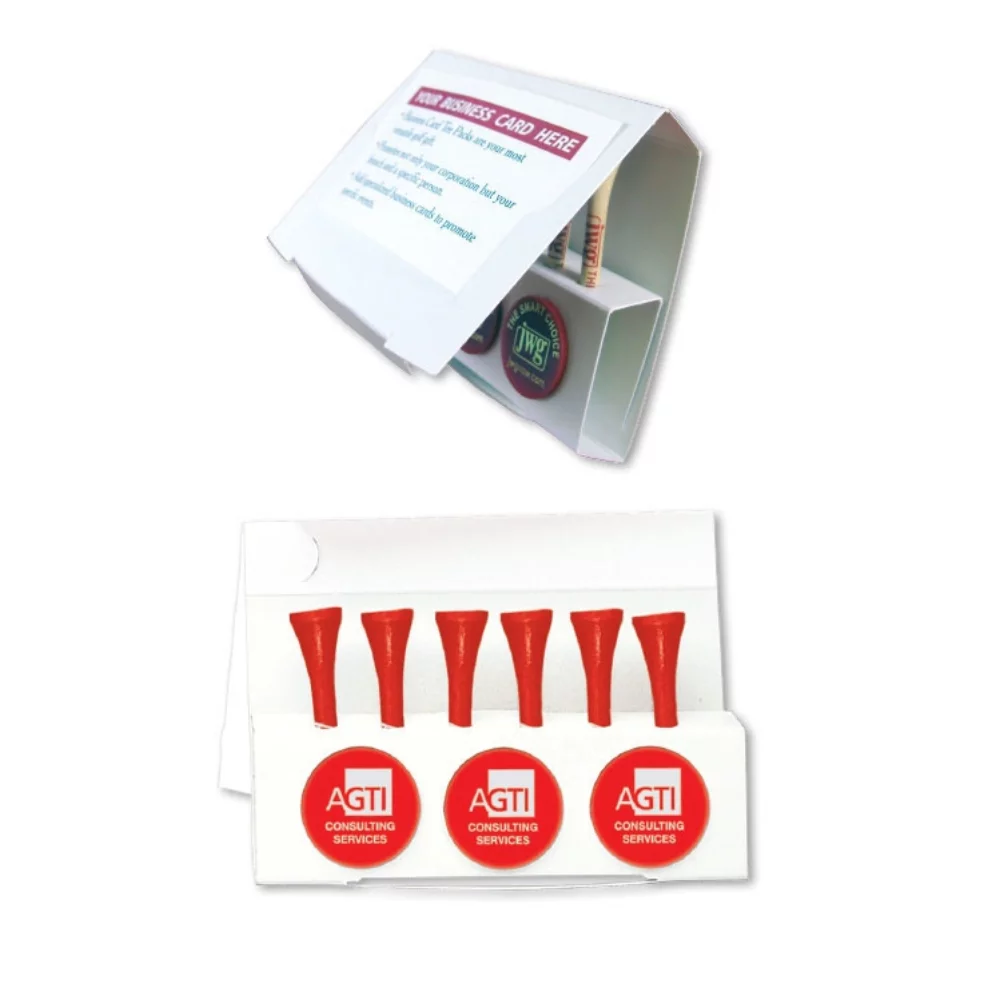 PACK DE TEE DE CARTE DE VISITE - 6 tees de golf de 2 3/4" et 3 marqueurs de balle