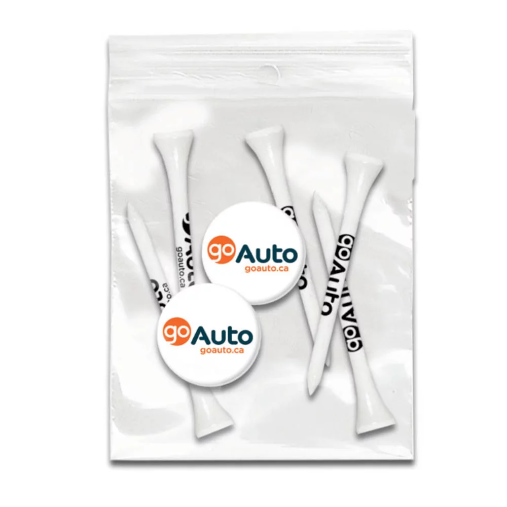 PACK DE TEE DE GOLF ZIPLOCK - 5 Tés de 2 3/4"/2 Marqueurs de balle