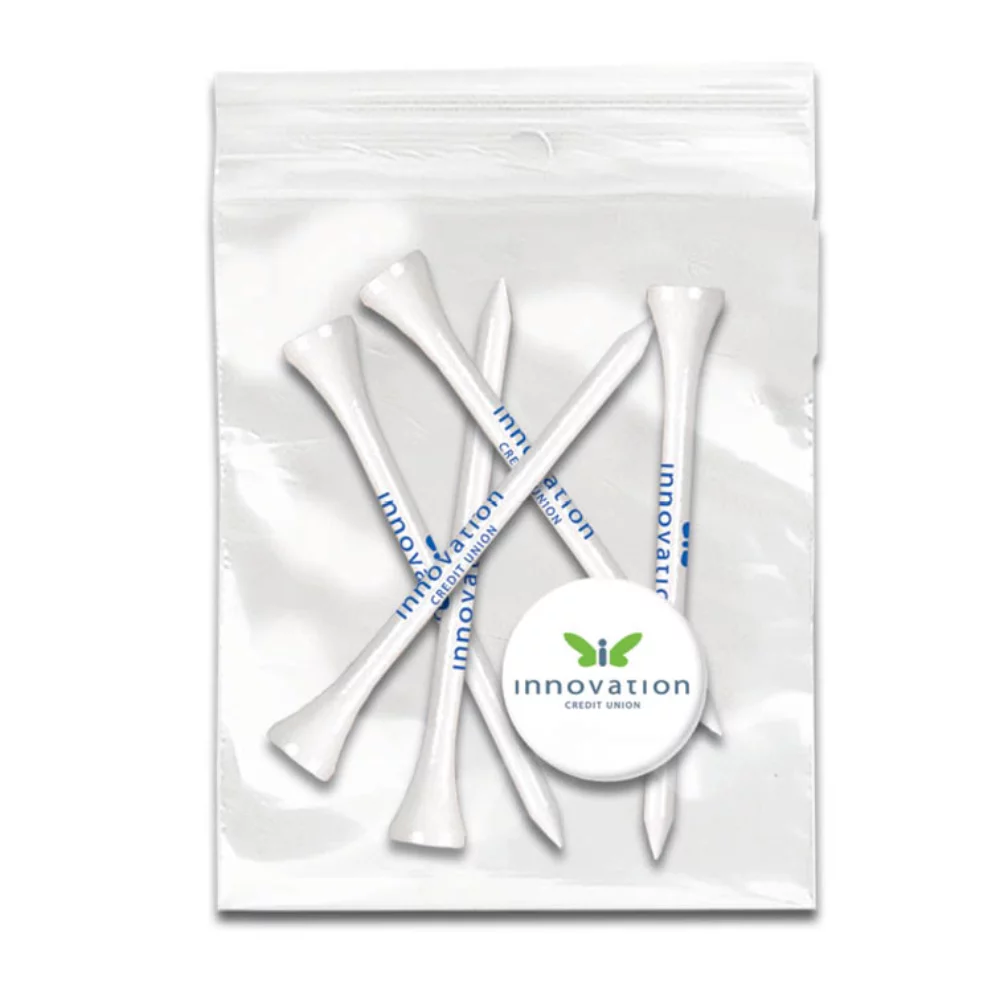 Ensemble de tees de golf ZIPLOCK - 5 tees de 3 1/4"/1 marqueur de balle