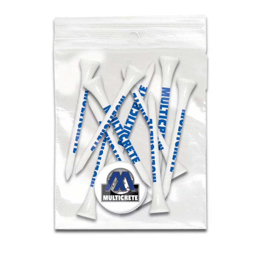 PACK DE TEE DE GOLF ZIPLOCK - 10 TEE de 3 1/4"/1 Marqueur de balle