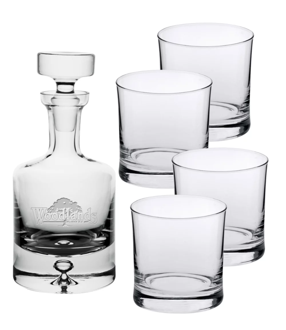 Saga Carafe en cristal de 25 oz et 4 verres à whisky Old Fashioned