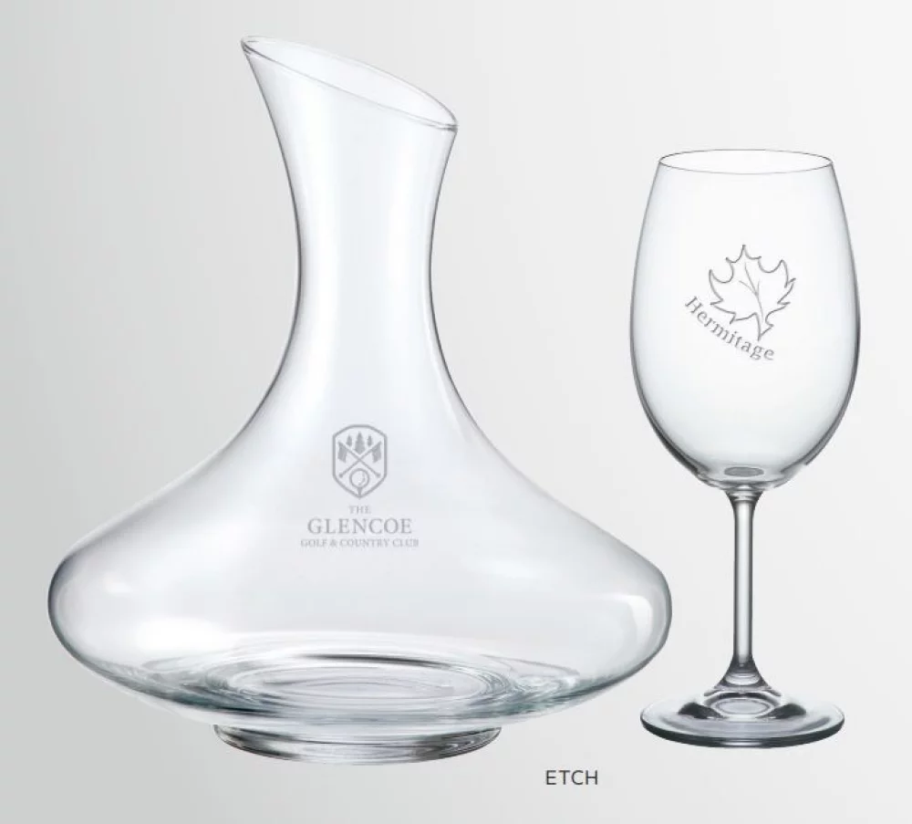 California Carafe & 4 Wine Glasses-Set 1 Etch*