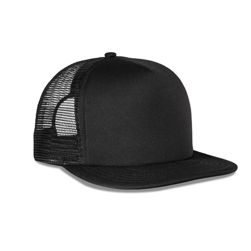 Casquette de camionneur en maille de polyfoam à 5 panneaux avec visière plate