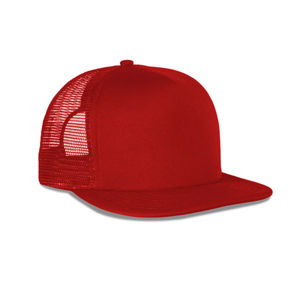 Casquette de camionneur en maille de polyfoam à 5 panneaux avec visière plate