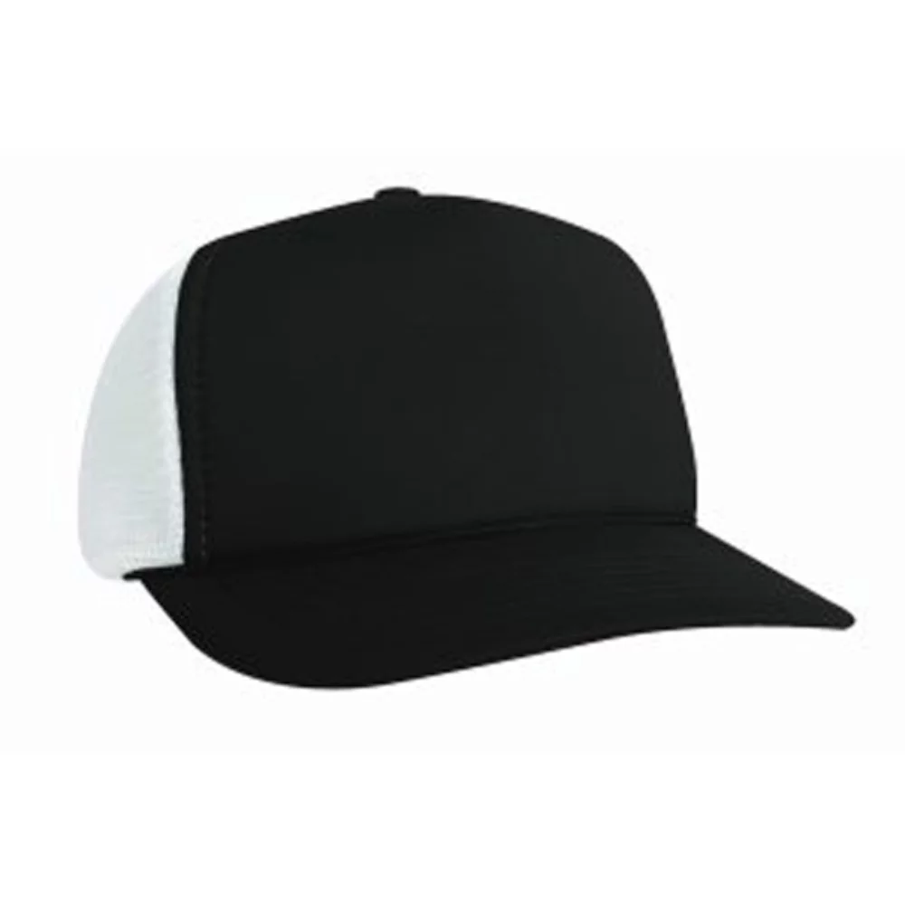 5-Panel Poly Foam Mesh Trucker Cap w/Flat Bill (2-Tone)