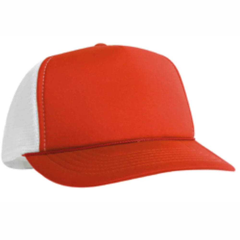 5-Panel Poly Foam Mesh Trucker Cap w/Flat Bill (2-Tone)