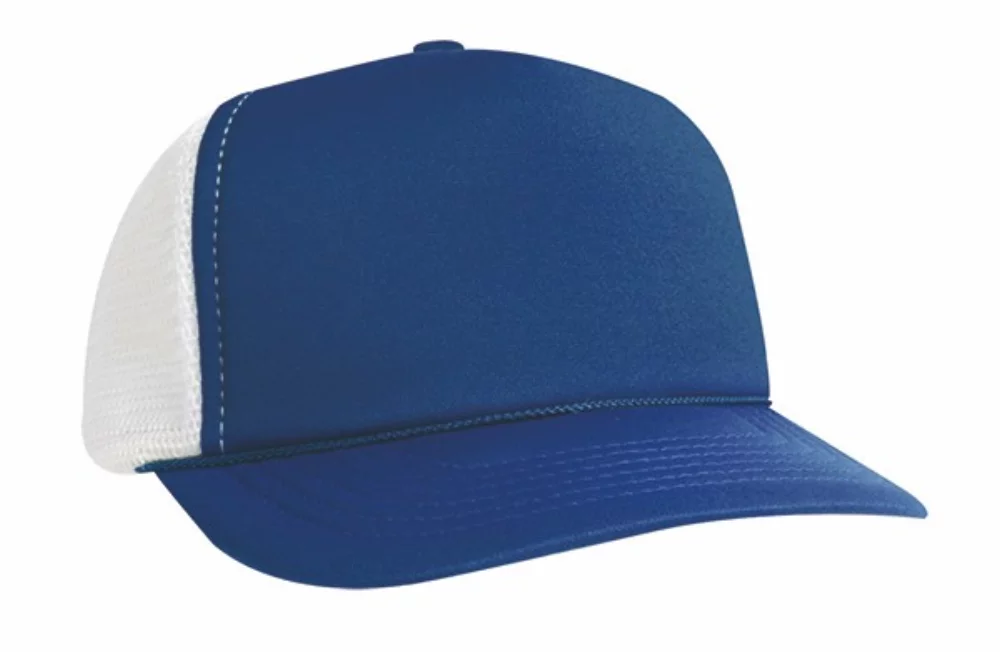 Casquette de camionneur en maille de polyfoam à 5 panneaux avec visière plate (2 tons)