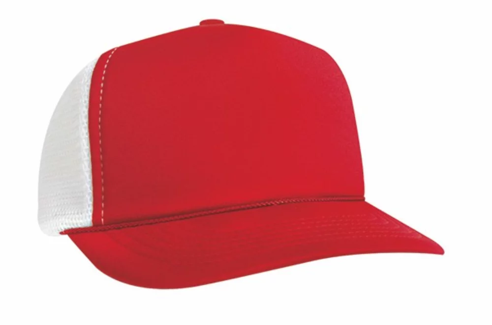 5-Panel Poly Foam Mesh Trucker Cap w/Flat Bill (2-Tone)