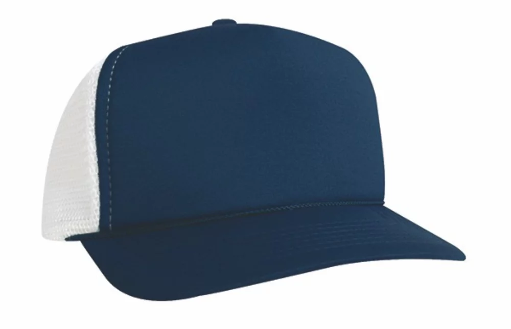 5-Panel Poly Foam Mesh Trucker Cap w/Flat Bill (2-Tone)