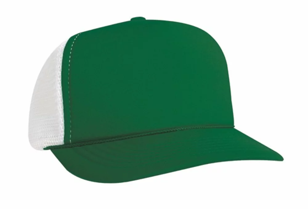 5-Panel Poly Foam Mesh Trucker Cap w/Flat Bill (2-Tone)