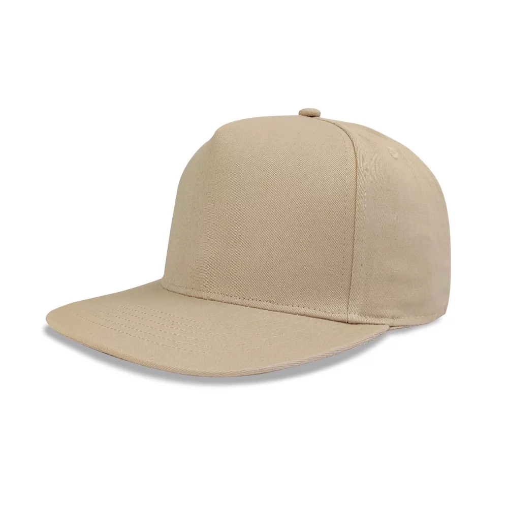 Casquette plate en sergé de coton de luxe à 5 panneaux construits