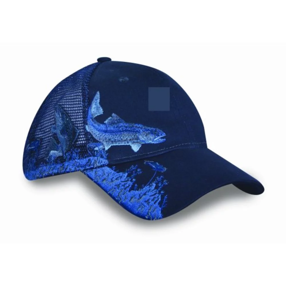 Casquette en filet camouflage pour la pêche aux truites.