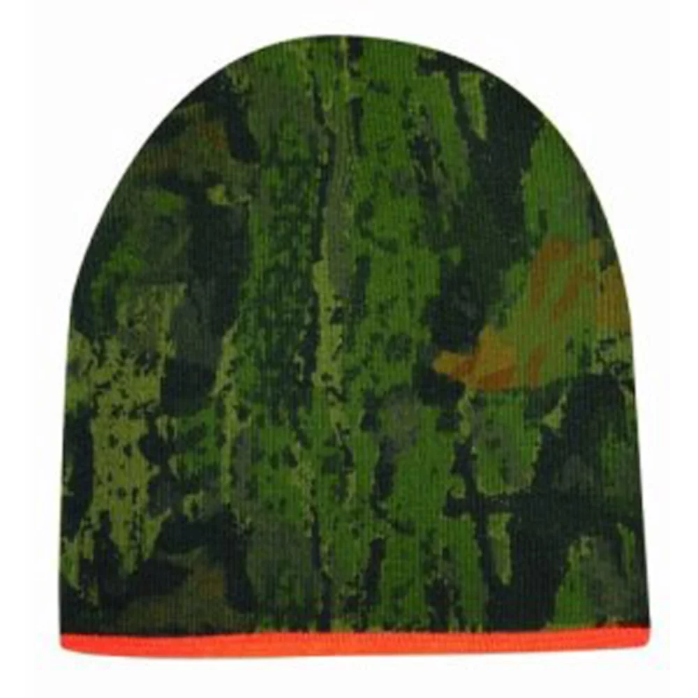 Bonnet réversible camouflage orange néon