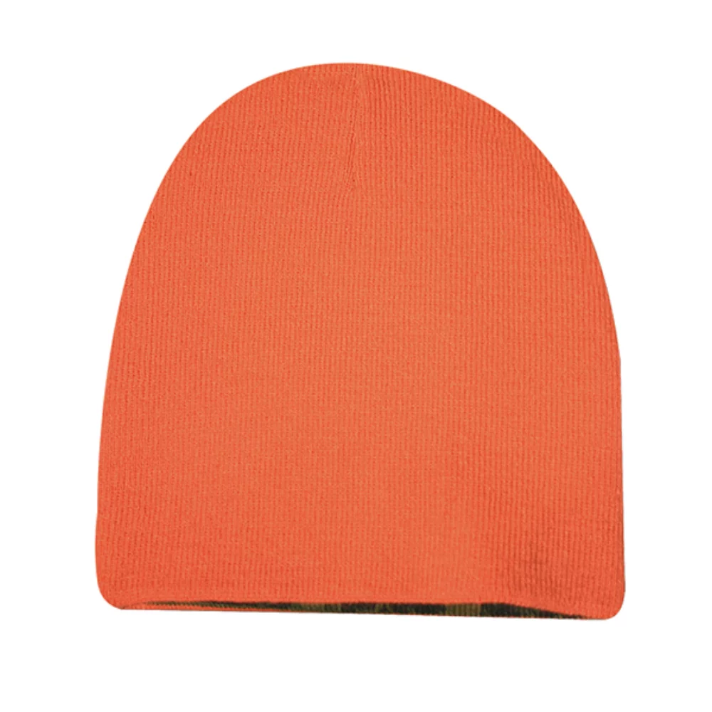 Bonnet réversible camouflage orange néon