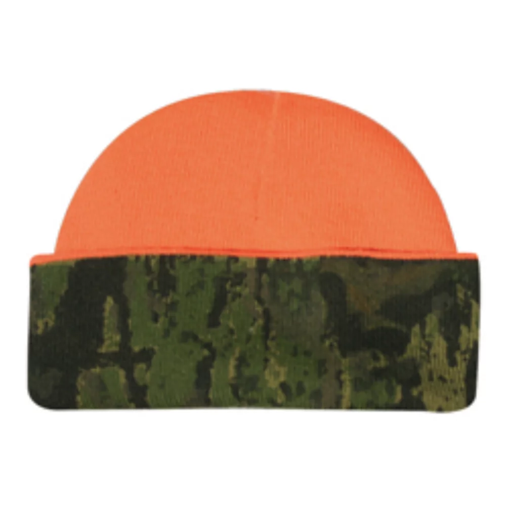 Bonnet réversible camouflage orange néon