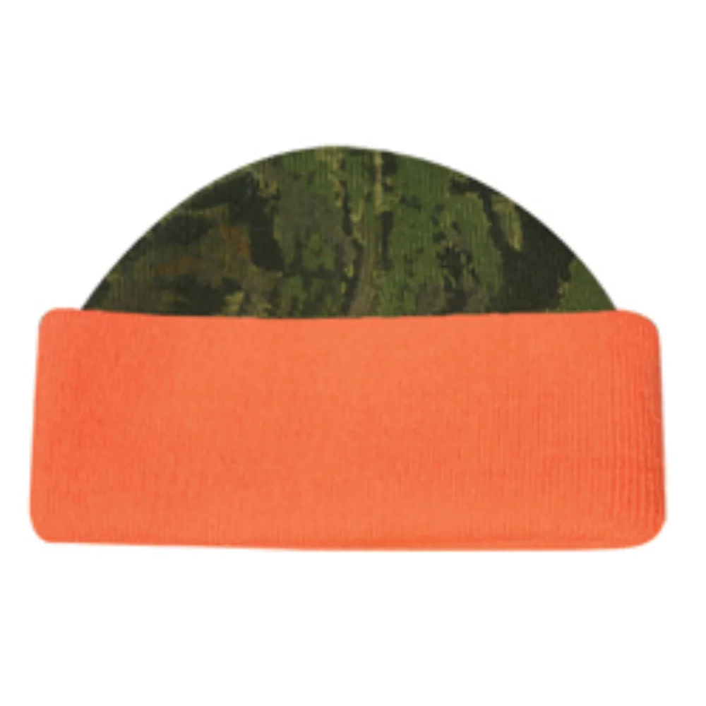 Bonnet réversible camouflage orange néon