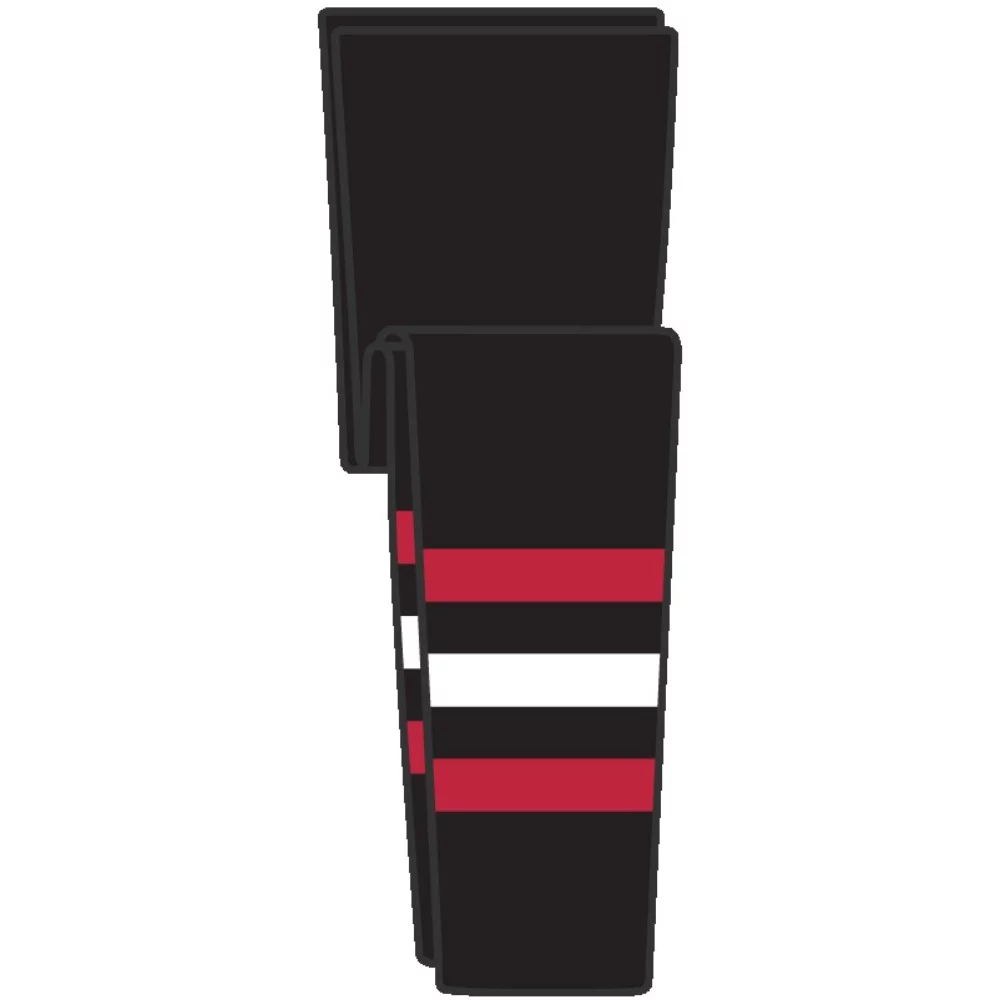 Chicago Pro Series Black Socks w/Red & White Stripes