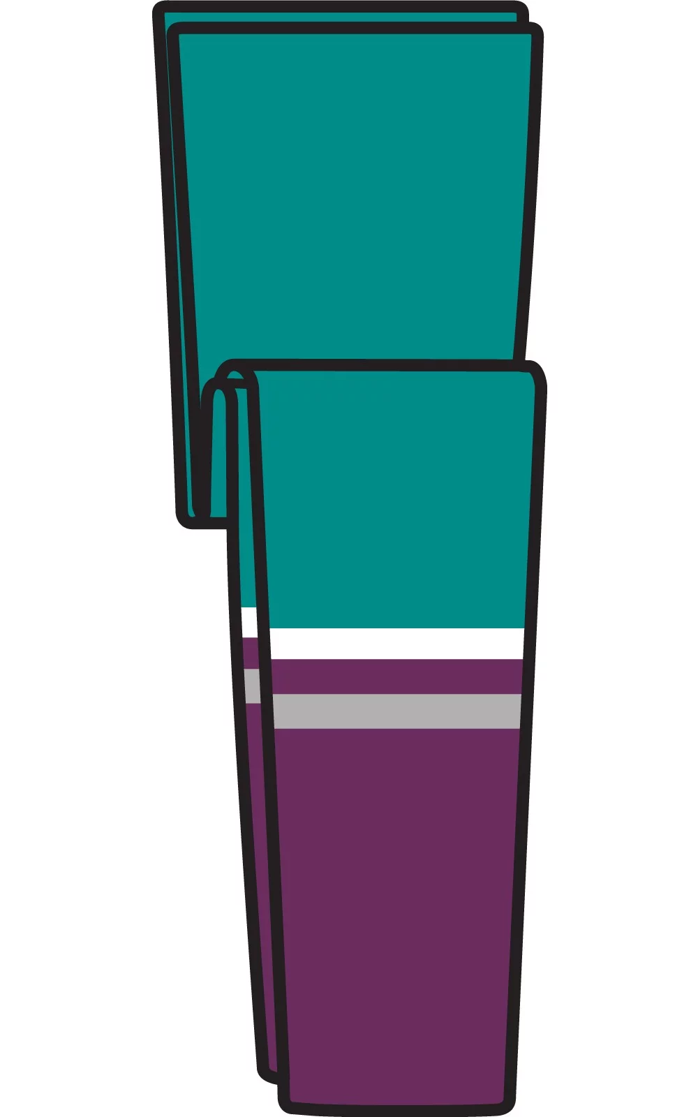 Anaheim Pro Series Green & Purple Away Socks w/White & Gray Stripes