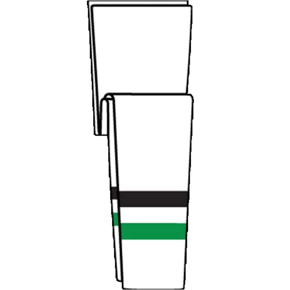 Dallas Pro Series White Socks w/Black & Green Stripes