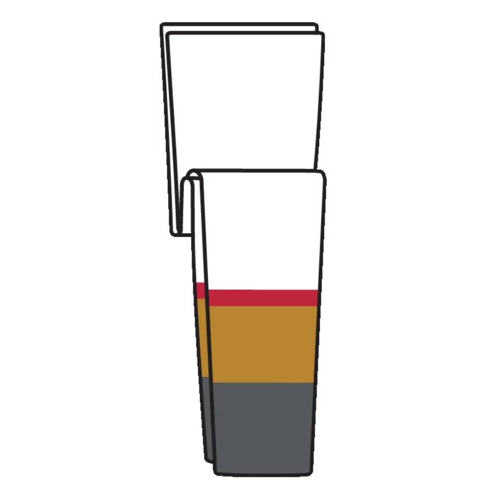 Chaussettes Las Vegas Pro blanches et grises en acier avec une rayure dorée et rouge.