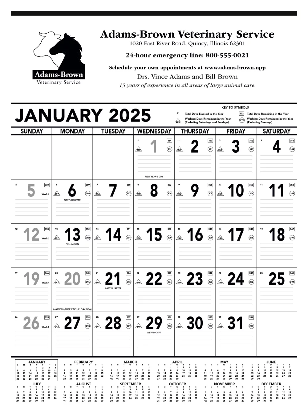 Triumph® Calendriers Mémo pour entrepreneurs en noir et blanc